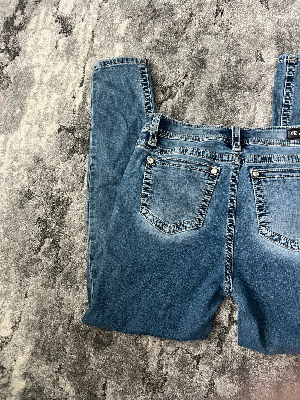 Miss Me Light-Mid Blue Size 32 Skinny Jeans - Picture 9 of 14